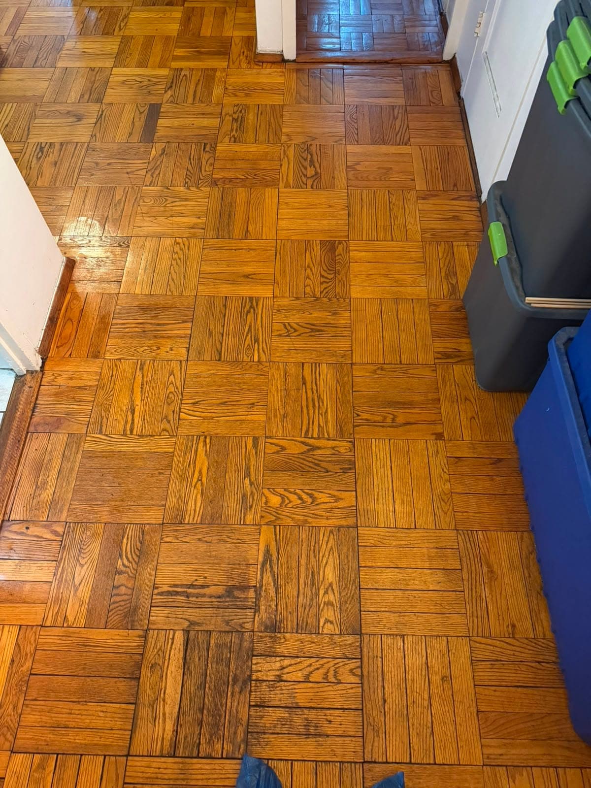 Dull hardwood floor refreshed by professional wood floor cleaning — after