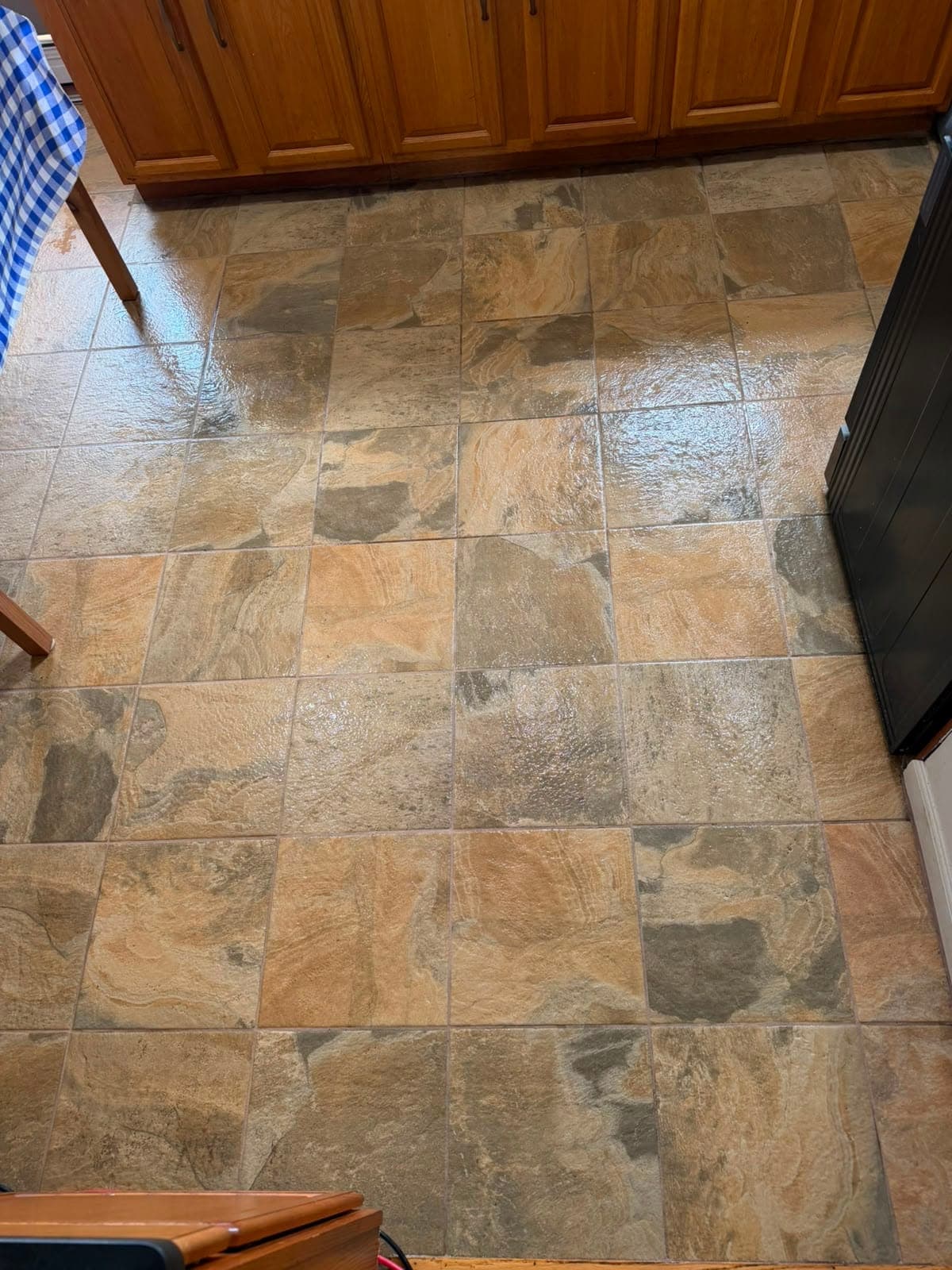 Dirty grout lines and tile deep-cleaned back to original color — after